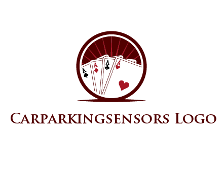 sparks behind playing cards in circle