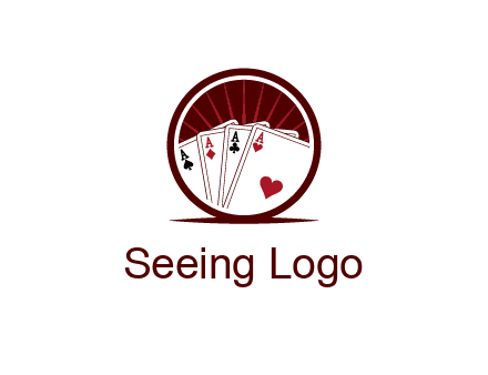 sparks behind playing cards in circle