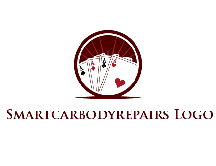 sparks behind playing cards in circle