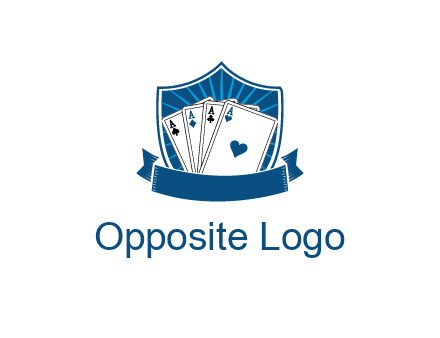 playing card in shield with banner