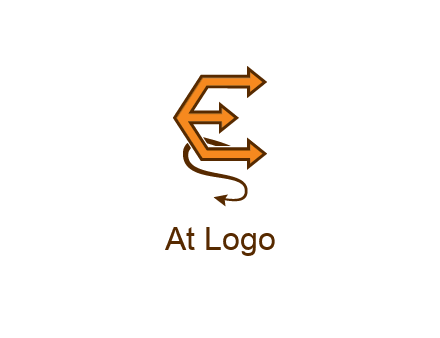 letter E with arrows and devil tail