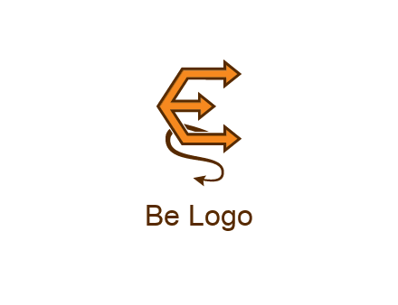 letter E with arrows and devil tail