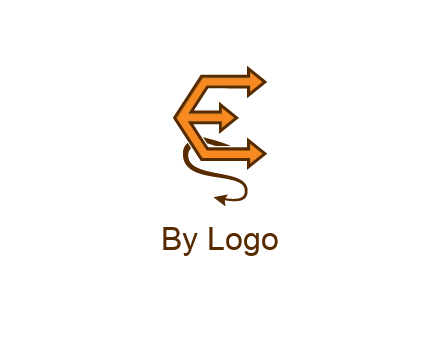 letter E with arrows and devil tail