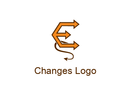 letter E with arrows and devil tail