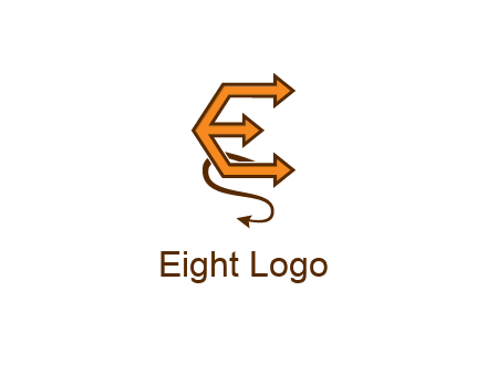 letter E with arrows and devil tail