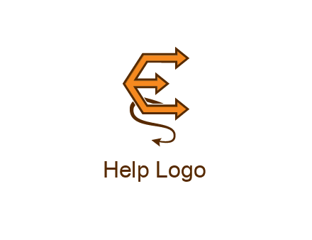 letter E with arrows and devil tail