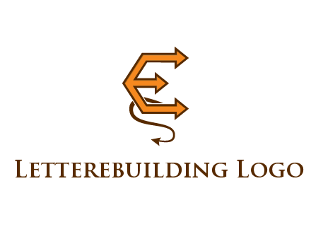 letter E with arrows and devil tail