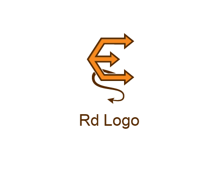 letter E with arrows and devil tail