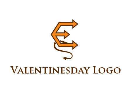 letter E with arrows and devil tail