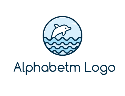 dolphin with sea waves in circle