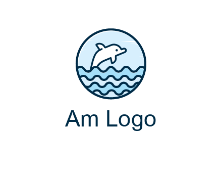 dolphin with sea waves in circle