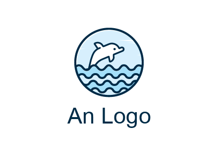 dolphin with sea waves in circle