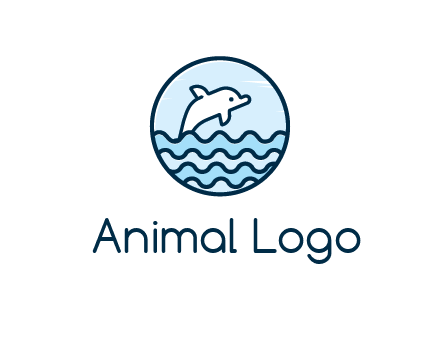 dolphin with sea waves in circle