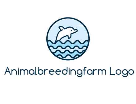 dolphin with sea waves in circle