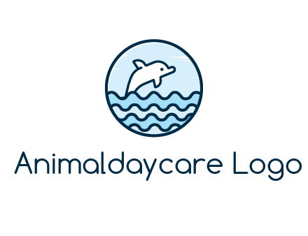 dolphin with sea waves in circle