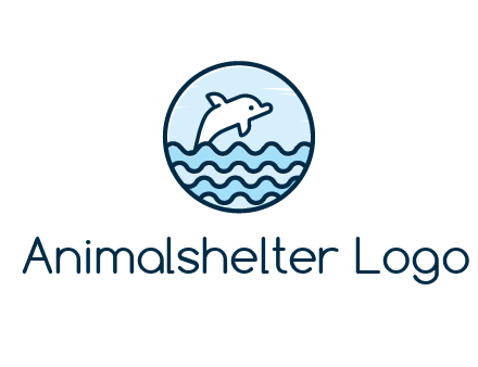 dolphin with sea waves in circle