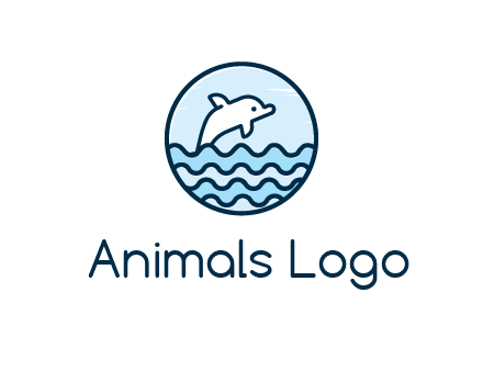 dolphin with sea waves in circle