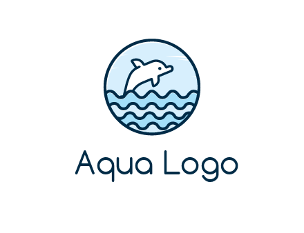 dolphin with sea waves in circle
