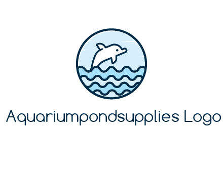 dolphin with sea waves in circle