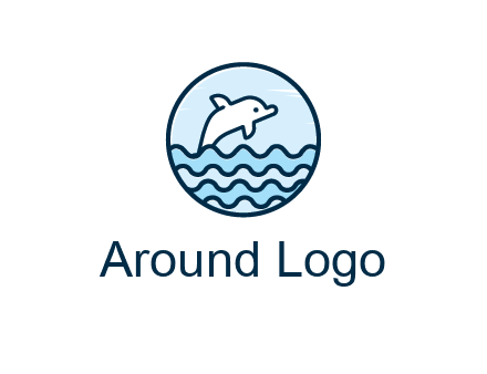dolphin with sea waves in circle