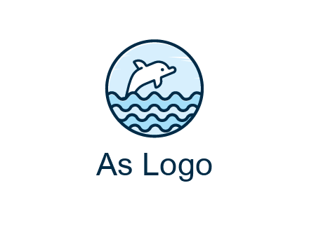 dolphin with sea waves in circle
