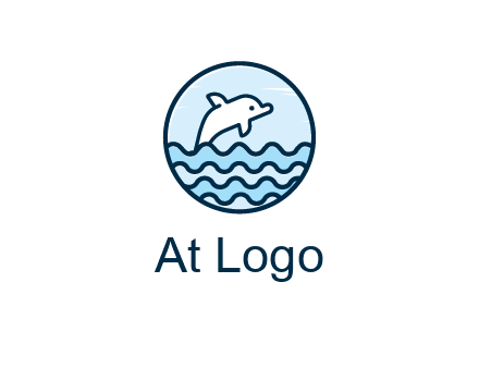 dolphin with sea waves in circle