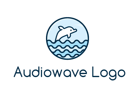 dolphin with sea waves in circle