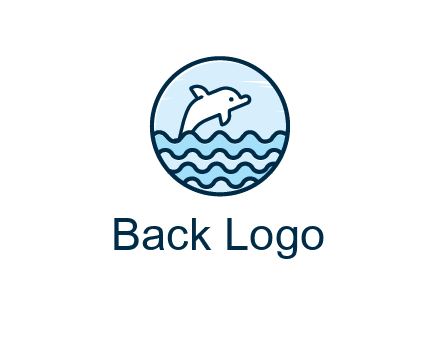 dolphin with sea waves in circle