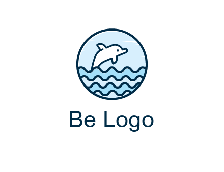 dolphin with sea waves in circle