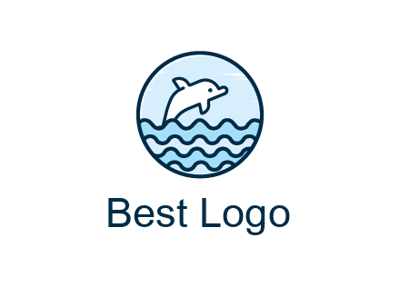 dolphin with sea waves in circle