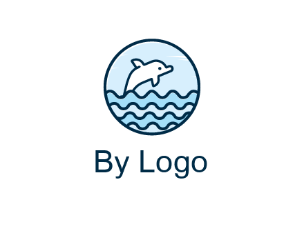 dolphin with sea waves in circle