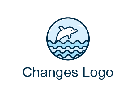 dolphin with sea waves in circle