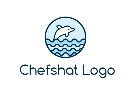 dolphin with sea waves in circle