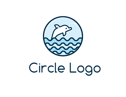 dolphin with sea waves in circle