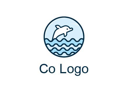 dolphin with sea waves in circle