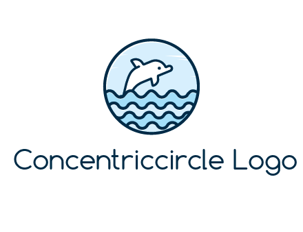 dolphin with sea waves in circle