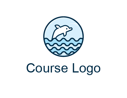 dolphin with sea waves in circle