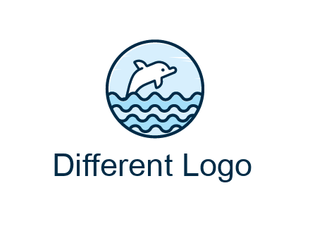 dolphin with sea waves in circle
