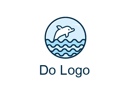 dolphin with sea waves in circle