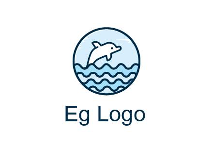 dolphin with sea waves in circle