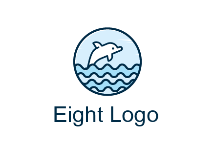 dolphin with sea waves in circle