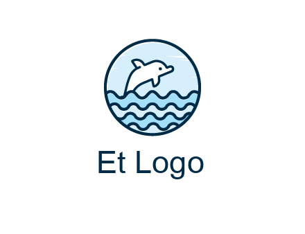 dolphin with sea waves in circle