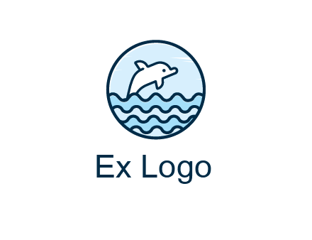 dolphin with sea waves in circle