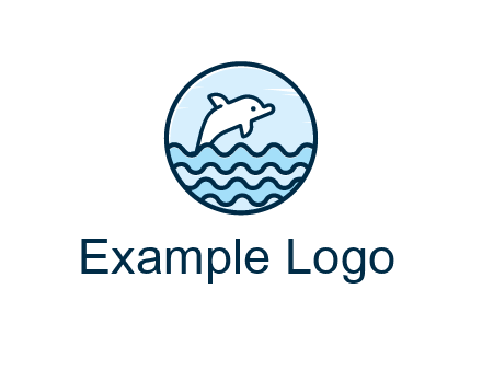 dolphin with sea waves in circle