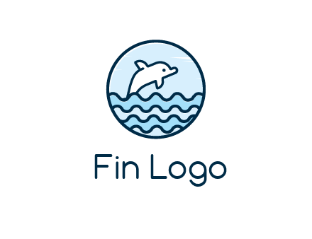 dolphin with sea waves in circle