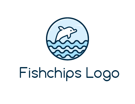 dolphin with sea waves in circle
