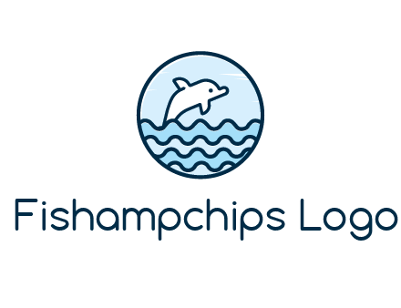 dolphin with sea waves in circle