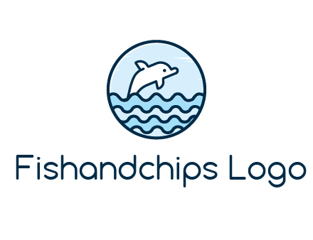 dolphin with sea waves in circle