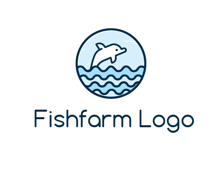 dolphin with sea waves in circle
