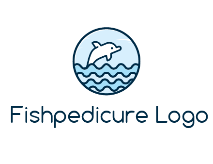 dolphin with sea waves in circle